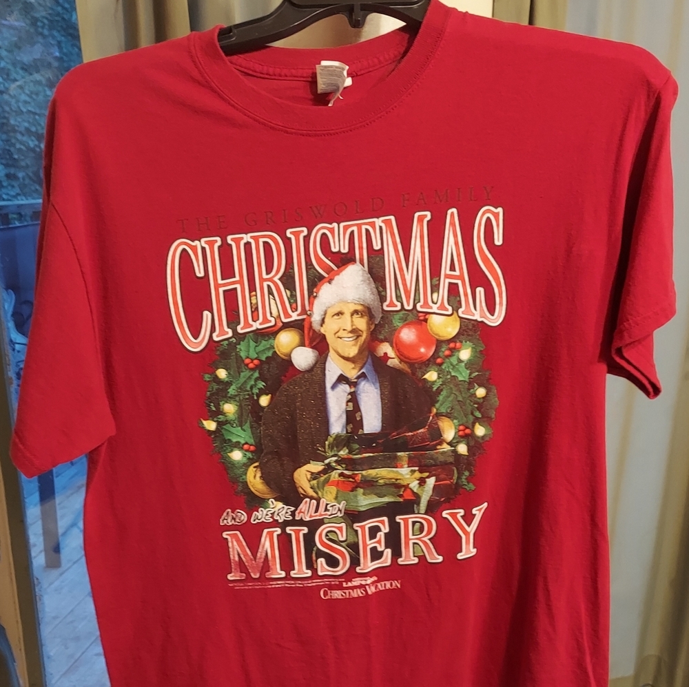 Mens Christmas Vacation Red T-Shirt Size Large